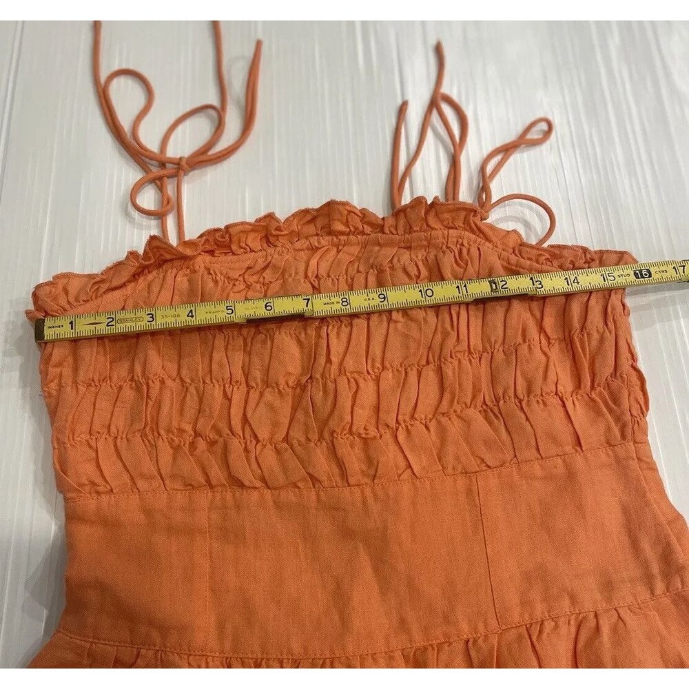 Free People Midi Dress Women Late Checkout Preppy Orange Vacay Boho Small New - Picture 8 of 12